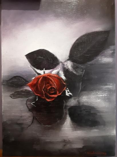 La rose huile sur toile